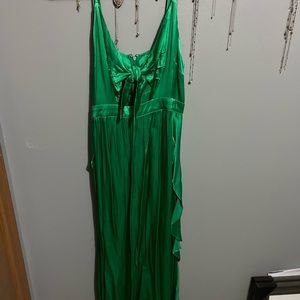 Emerald green cut out maxi midi dress
